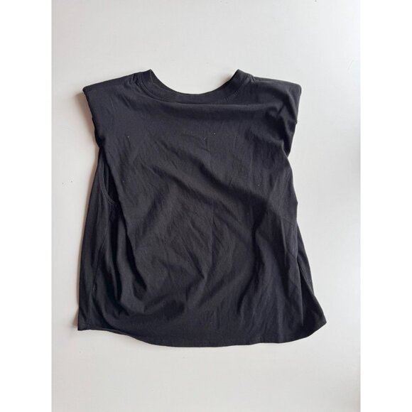 Lot of 2 Aritzia BABATON Black Grey Cotton Jersey Shoulder Pad T-Shirts, Size L - Picture 3 of 14